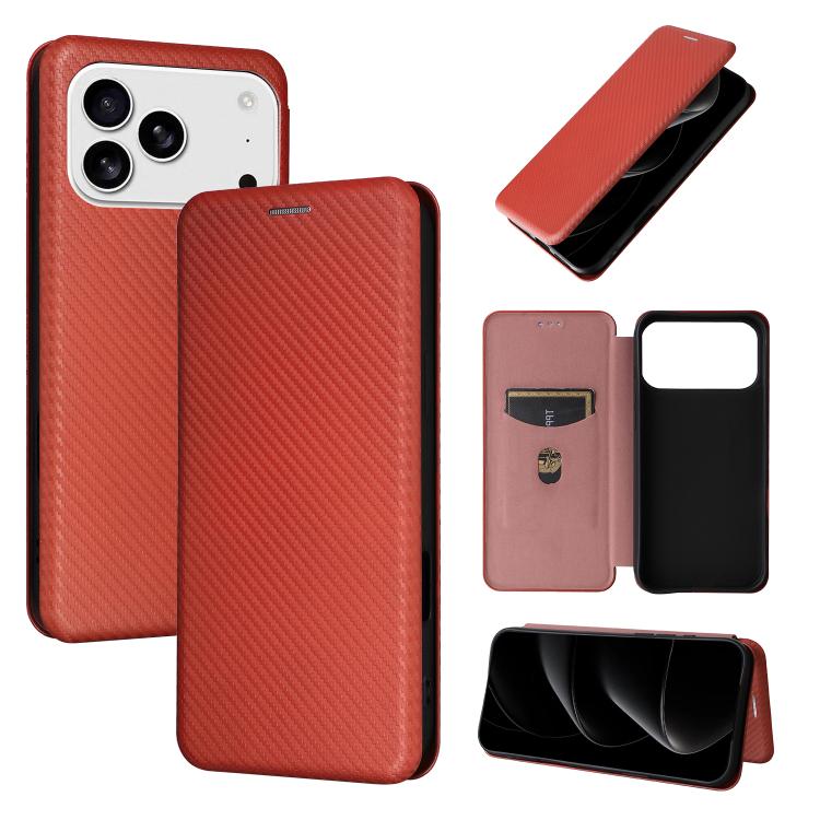 Carbon Fiber Texture Flip Leather Phone Case, For iPhone 17 Pro Max, For iPhone 17 Pro, For iPhone 17, For iPhone 17 Air