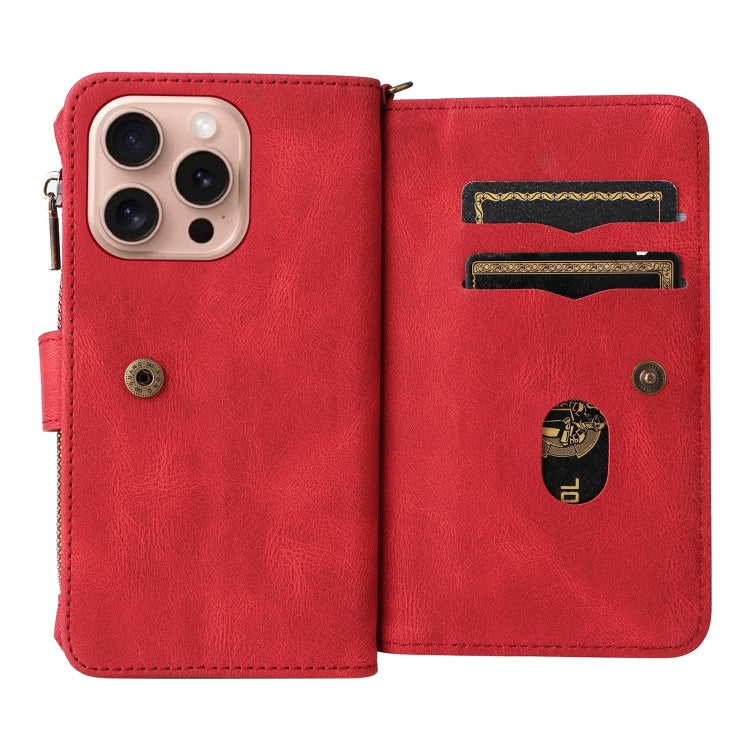 Skin Feel Multi Card Slots Zipper Wallet Leather Phone Case