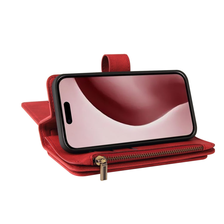 Skin Feel Multi Card Slots Zipper Wallet Leather Phone Case