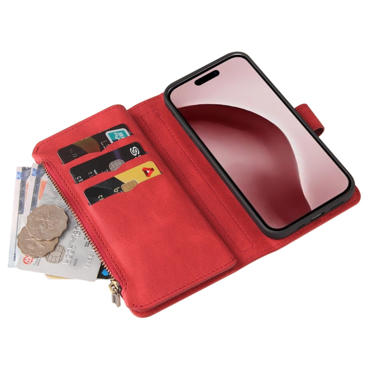 Skin Feel Multi Card Slots Zipper Wallet Leather Phone Case