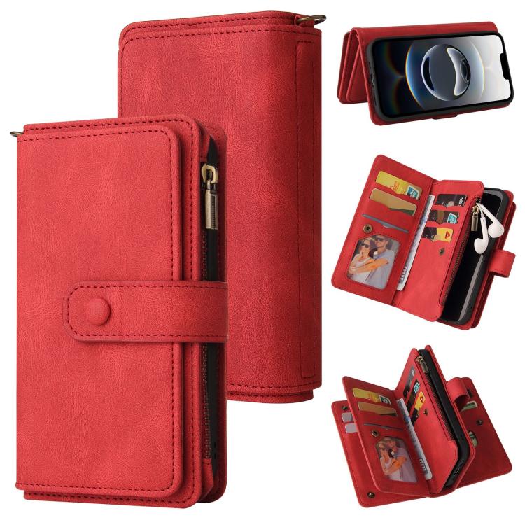Skin Feel Multi Card Slots Zipper Wallet Leather Phone Case, For iPhone 17 Pro Max, For iPhone 17 Pro, For iPhone 17, For iPhone 17 Air, iPhone 16e, For iPhone 16 Pro Max
