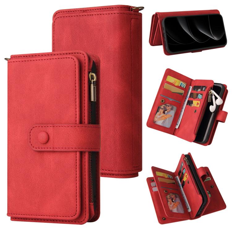 Skin Feel Multi Card Slots Zipper Wallet Leather Phone Case, For iPhone 17 Pro Max, For iPhone 17 Pro, For iPhone 17, For iPhone 17 Air, iPhone 16e, For iPhone 16 Pro Max