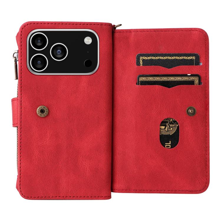 Skin Feel Multi Card Slots Zipper Wallet Leather Phone Case, For iPhone 17 Pro Max, For iPhone 17 Pro, For iPhone 17, For iPhone 17 Air, iPhone 16e, For iPhone 16 Pro Max