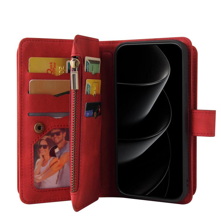 Skin Feel Multi Card Slots Zipper Wallet Leather Phone Case, For iPhone 17 Pro Max, For iPhone 17 Pro, For iPhone 17, For iPhone 17 Air, iPhone 16e, For iPhone 16 Pro Max
