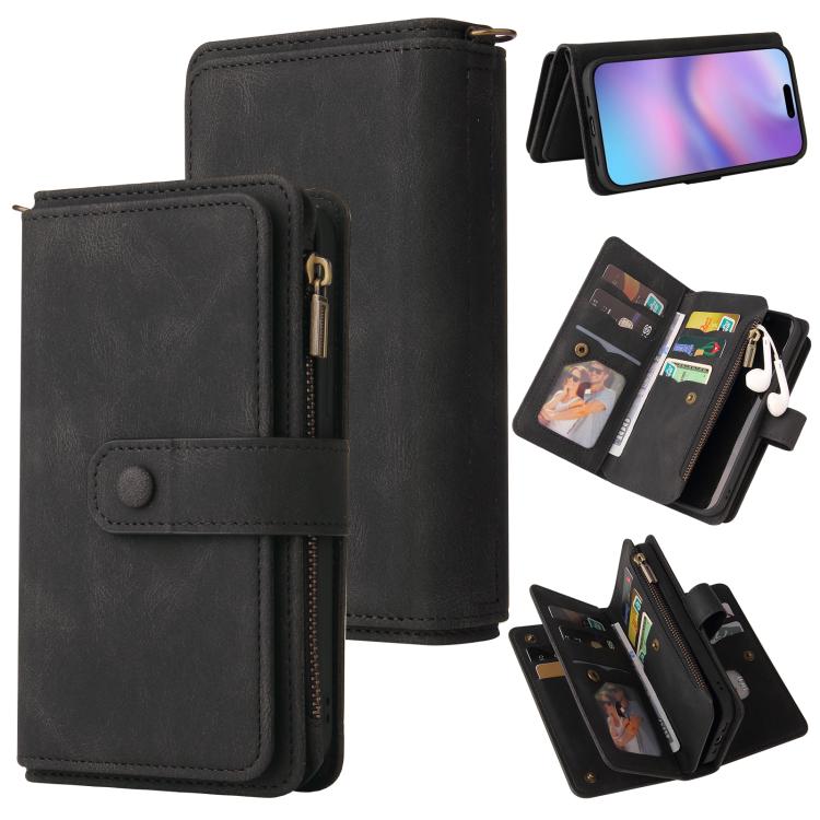 Skin Feel Multi Card Slots Zipper Wallet Leather Phone Case, For iPhone 17 Pro Max, For iPhone 17 Pro, For iPhone 17, For iPhone 17 Air, iPhone 16e, For iPhone 16 Pro Max