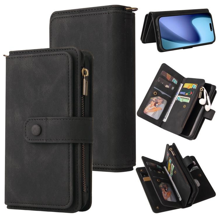 Skin Feel Multi Card Slots Zipper Wallet Leather Phone Case, For iPhone 17 Pro Max, For iPhone 17 Pro, For iPhone 17, For iPhone 17 Air, iPhone 16e, For iPhone 16 Pro Max