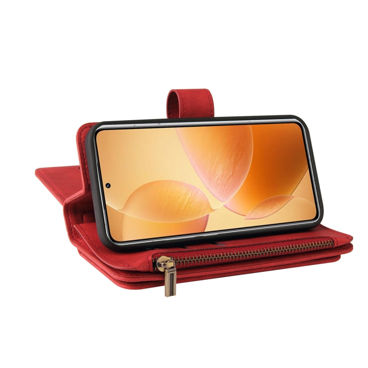 Skin Feel Multi Card Slots Zipper Wallet Leather Phone Case