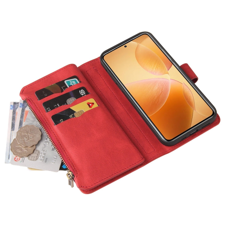 Skin Feel Multi Card Slots Zipper Wallet Leather Phone Case