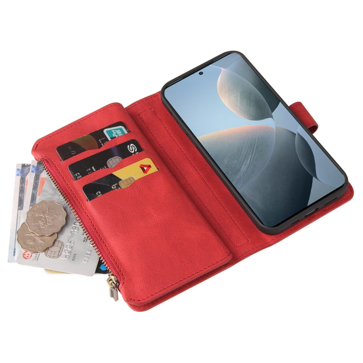 Skin Feel Multi Card Slots Zipper Wallet Leather Phone Case, For Redmi K70
