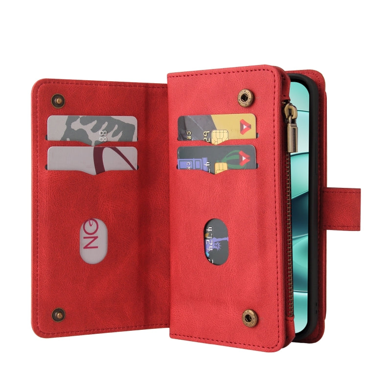 Skin Feel Multi Card Slots Zipper Wallet Leather Phone Case