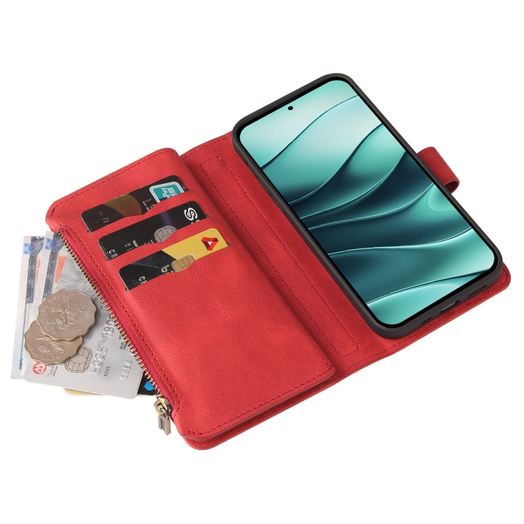 Skin Feel Multi Card Slots Zipper Wallet Leather Phone Case