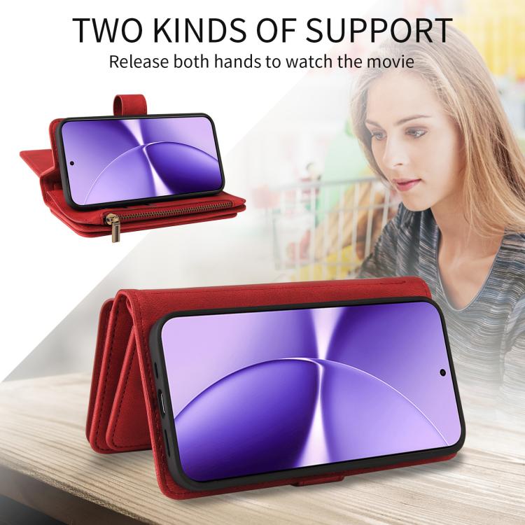 Skin Feel Multi Card Slots Zipper Wallet Leather Phone Case, For Redmi Turbo 5 Max / Poco X8 Pro Max 5G, For Redmi Turbo 5 / Poco X8 Pro 5G, For Redmi Note 14 5G, For Redmi Note 14 Pro / 14 Pro+ 5G, For Redmi 14C 4G Global, For Redmi 13 4G Global