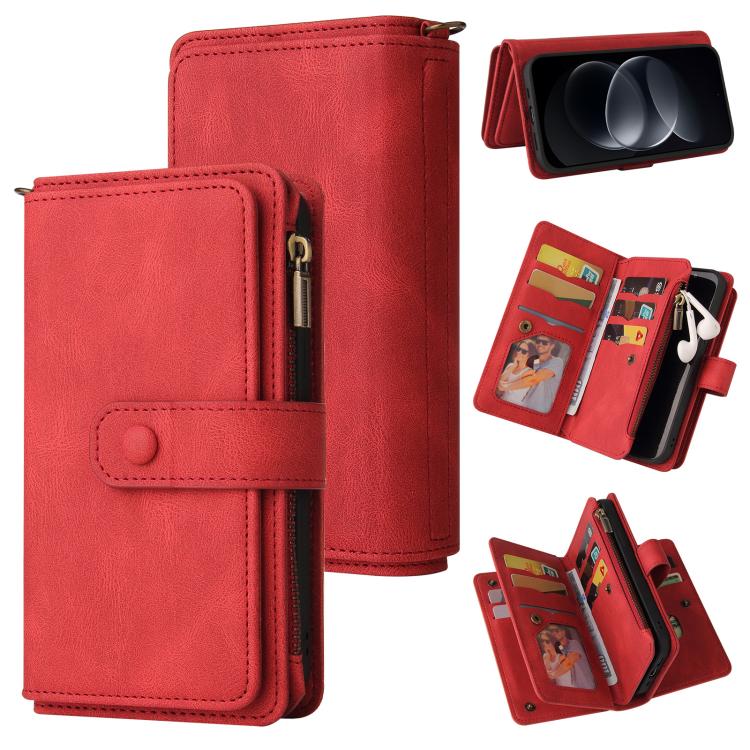 Skin Feel Multi Card Slots Zipper Wallet Leather Phone Case, For Redmi Note 17 5G/4G Global 169.7mm, For Redmi Note 17 Pro+ 5G Global 163.4mm, For Redmi 17 5G / 4G Global 170mm, For Redmi Turbo 5 Max / Poco X8 Pro Max 5G                                ...