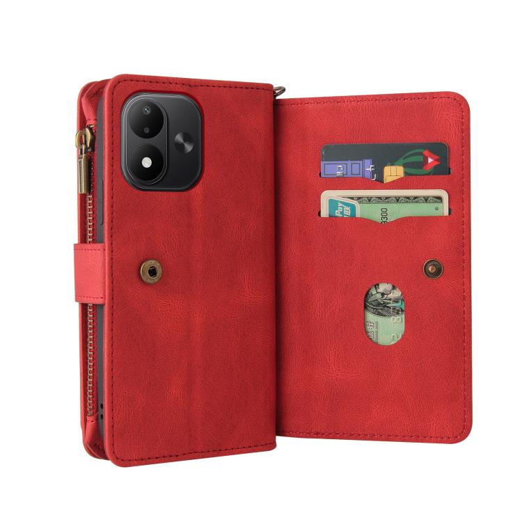 Skin Feel Multi Card Slots Zipper Wallet Leather Phone Case, For Redmi Note 17 5G/4G Global 169.7mm, For Redmi Note 17 Pro+ 5G Global 163.4mm, For Redmi 17 5G / 4G Global 170mm, For Redmi Turbo 5 Max / Poco X8 Pro Max 5G                                ...