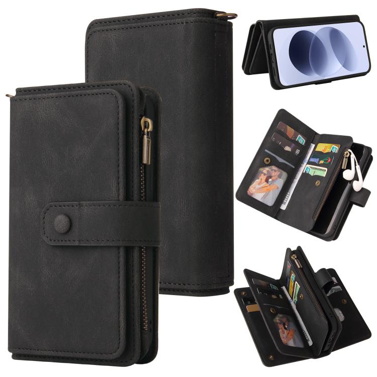 Skin Feel Multi Card Slots Zipper Wallet Leather Phone Case, For Redmi Note 17 5G/4G Global 169.7mm, For Redmi Note 17 Pro+ 5G Global 163.4mm, For Redmi 17 5G / 4G Global 170mm, For Redmi Turbo 5 Max / Poco X8 Pro Max 5G                                ...