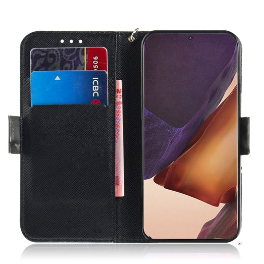 Galaxy Note20 Ultra protective flip case showcasing colorful 3D drawings and lanyard attachment
