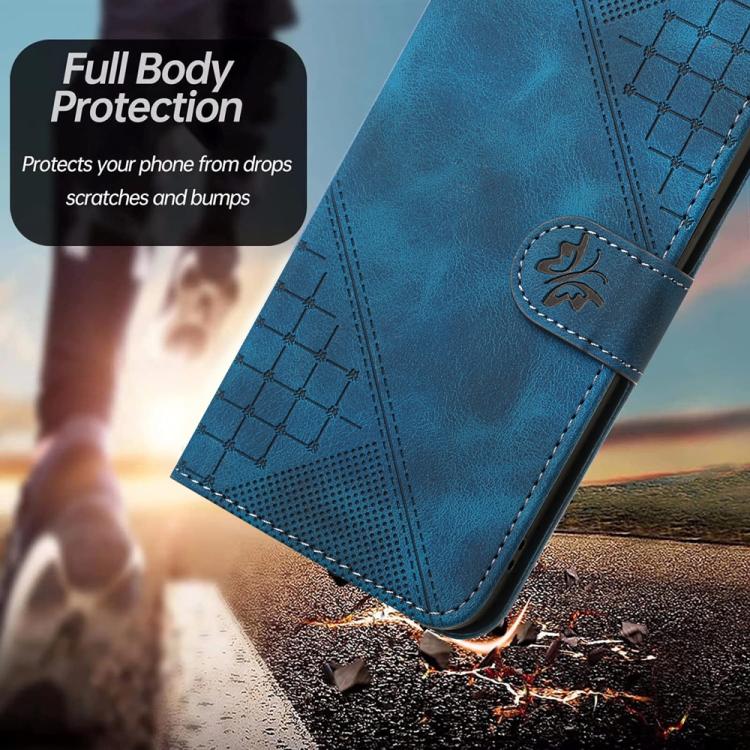 YX0080 Grid Butterfly Embossed Pattern Flip Leather Phone Case with Lanyard, iPhone 16e, For iPhone 16 Pro Max, For iPhone 16 Pro, For iPhone 16 Plus