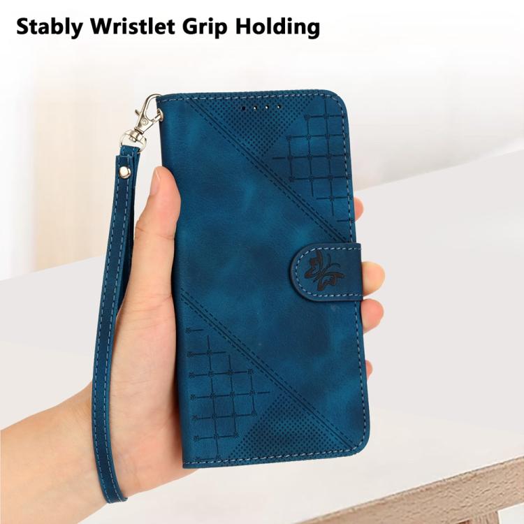 YX0080 Grid Butterfly Embossed Pattern Flip Leather Phone Case with Lanyard, For iPhone 17 Pro Max, For iPhone 17 Pro, For iPhone 17, For iPhone 17 Air