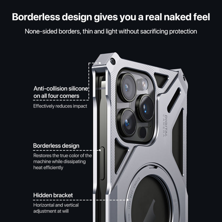 Aluminum Alloy Borderless MagSafe Rotating Holder Phone Case, For iPhone 16 Pro Max, For iPhone 16 Pro, For iPhone 16, For iPhone 15 Pro Max, For iPhone 15 Pro, For iPhone 15, For iPhone 14 / 13, For iPhone 14 Pro / 13 Pro                              ...