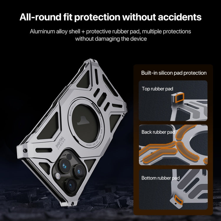 Aluminum Alloy Borderless MagSafe Rotating Holder Phone Case, For iPhone 16 Pro Max, For iPhone 16 Pro, For iPhone 16, For iPhone 15 Pro Max, For iPhone 15 Pro, For iPhone 15, For iPhone 14 / 13, For iPhone 14 Pro / 13 Pro                              ...