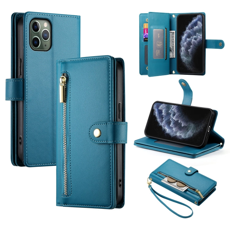 Nine Card-slot Zipper Wallet Bag Leather Phone Case, For iPhone 11 Pro Max, For iPhone 11, For iPhone 11 Pro