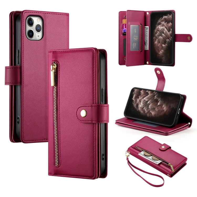 Nine Card-slot Zipper Wallet Bag Leather Phone Case, For iPhone 11 Pro Max, For iPhone 11, For iPhone 11 Pro