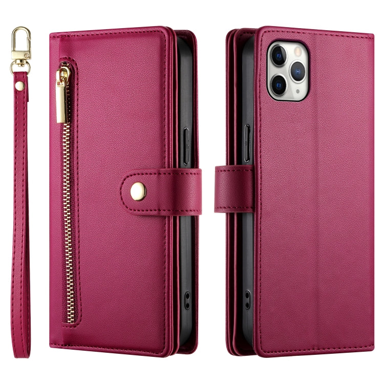 Nine Card-slot Zipper Wallet Bag Leather Phone Case, For iPhone 11 Pro Max, For iPhone 11, For iPhone 11 Pro