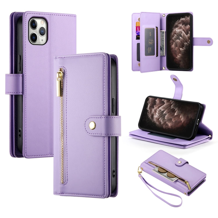 Nine Card-slot Zipper Wallet Bag Leather Phone Case, For iPhone 11 Pro Max, For iPhone 11, For iPhone 11 Pro