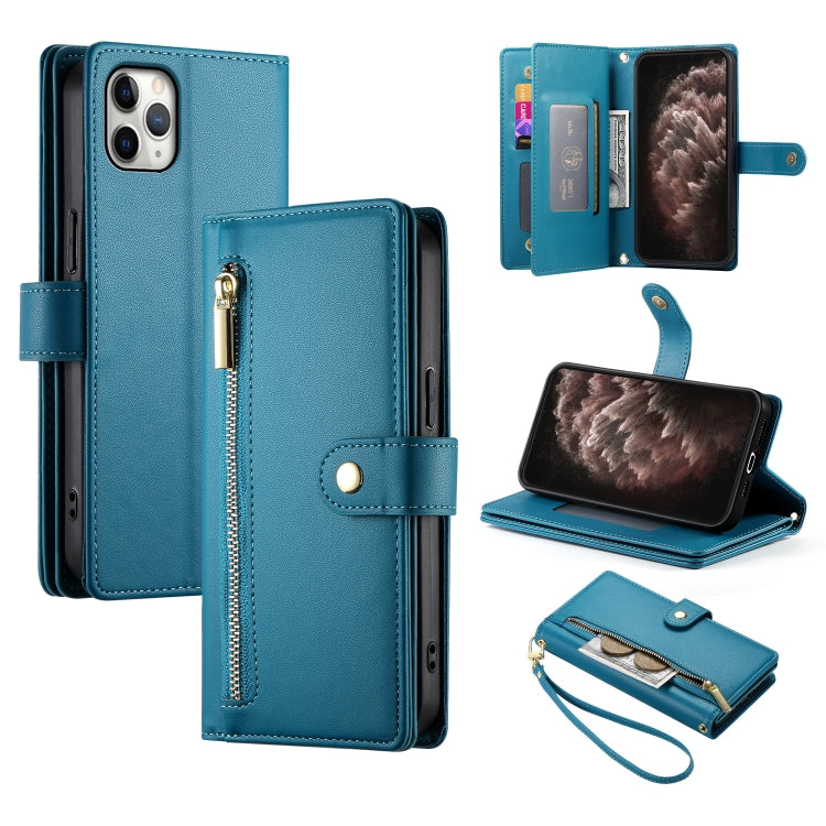 Nine Card-slot Zipper Wallet Bag Leather Phone Case, For iPhone 11 Pro Max, For iPhone 11, For iPhone 11 Pro