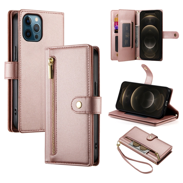 Nine Card-slot Zipper Wallet Bag Leather Phone Case, For iPhone 13 mini, For iPhone 12 / 12 Pro, For iPhone 12 Pro Max, For iPhone 12 mini