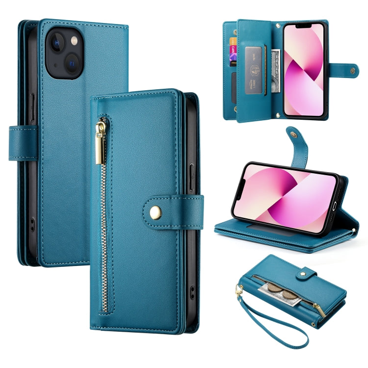 Nine Card-slot Zipper Wallet Bag Leather Phone Case, For iPhone 14 Pro Max, For iPhone 13 Pro Max, For iPhone 13 Pro, For iPhone 13