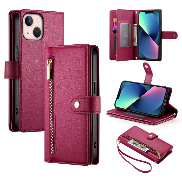 Nine Card-slot Zipper Wallet Bag Leather Phone Case, For iPhone 13 mini, For iPhone 12 / 12 Pro, For iPhone 12 Pro Max, For iPhone 12 mini