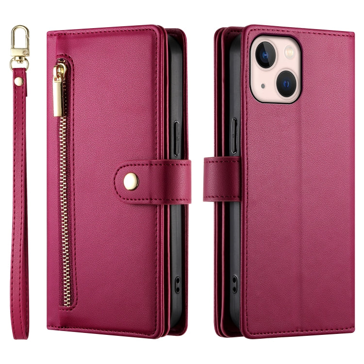 Nine Card-slot Zipper Wallet Bag Leather Phone Case, For iPhone 13 mini, For iPhone 12 / 12 Pro, For iPhone 12 Pro Max, For iPhone 12 mini