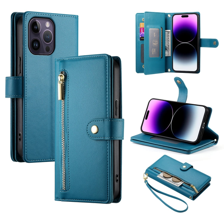 Nine Card-slot Zipper Wallet Bag Leather Phone Case, For iPhone 14 Pro Max, For iPhone 13 Pro Max, For iPhone 13 Pro, For iPhone 13