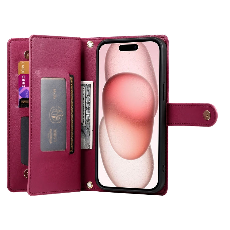 Nine Card-slot Zipper Wallet Bag Leather Phone Case, For iPhone 15, For iPhone 14 Plus, For iPhone 14, For iPhone 14 Pro