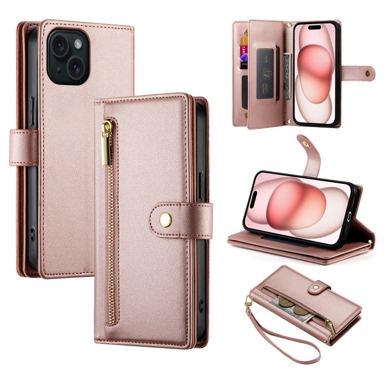 Nine Card-slot Zipper Wallet Bag Leather Phone Case, For iPhone 15, For iPhone 14 Plus, For iPhone 14, For iPhone 14 Pro