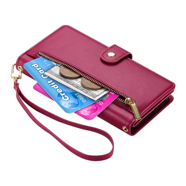 Nine Card-slot Zipper Wallet Bag Leather Phone Case, For iPhone 16e, For iPhone 16 Pro Max, For iPhone 16 Pro, For iPhone 16 Plus