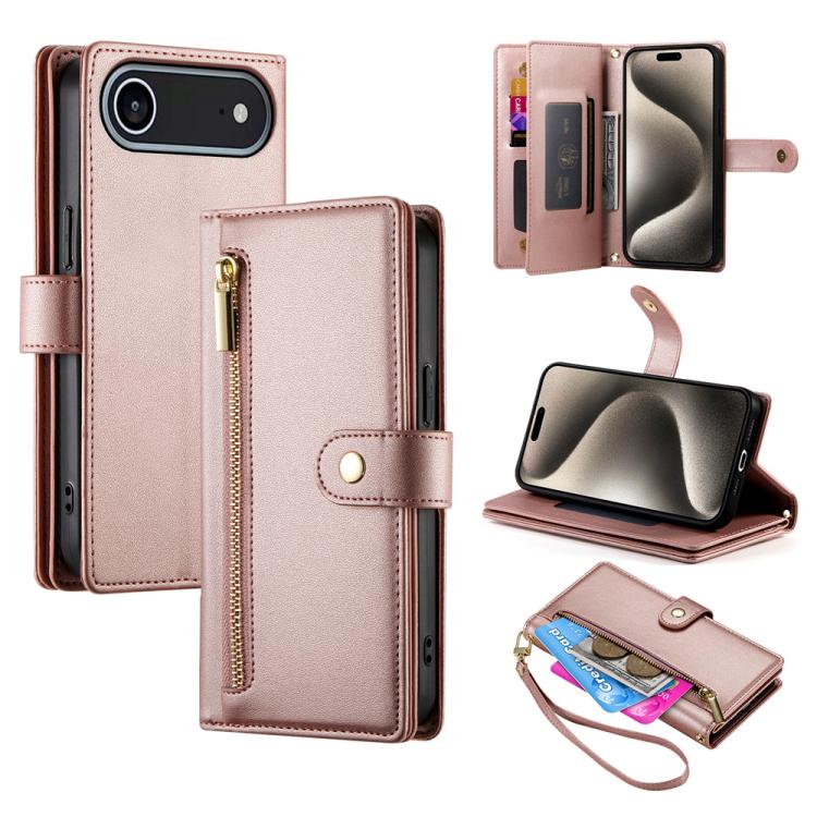 Nine Card-slot Zipper Wallet Bag Leather Phone Case, For iPhone 17 Pro Max, For iPhone 17 Pro, For iPhone 17, For iPhone 17 Air
