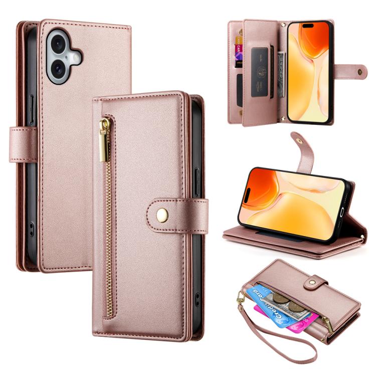 Nine Card-slot Zipper Wallet Bag Leather Phone Case, For iPhone 17 Pro Max, For iPhone 17 Pro, For iPhone 17, For iPhone 17 Air