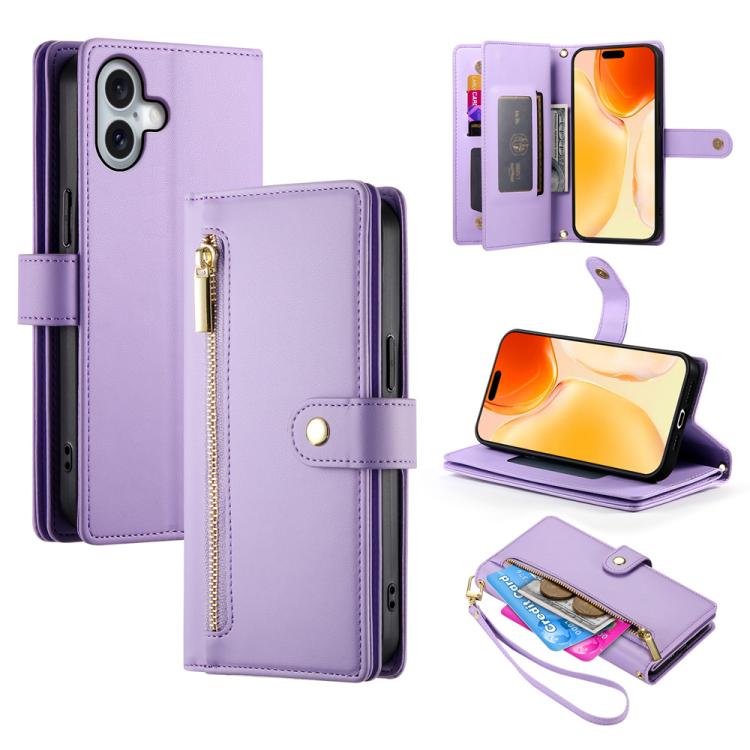 Nine Card-slot Zipper Wallet Bag Leather Phone Case, For iPhone 17 Pro Max, For iPhone 17 Pro, For iPhone 17, For iPhone 17 Air