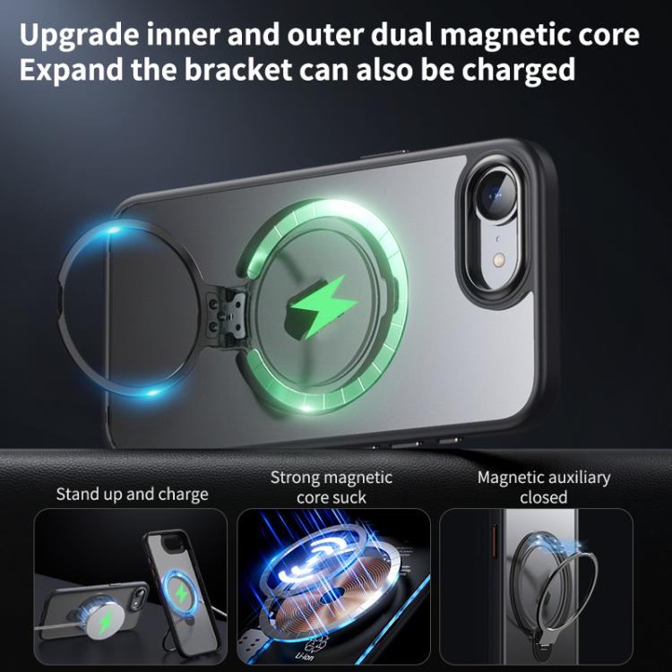 Double Ring MagSafe Magnetic Holder Phone Case, For iPhone 17e / 16e, For iPhone 16 Pro Max, For iPhone 16 Pro, For iPhone 16 Plus, For iPhone 16