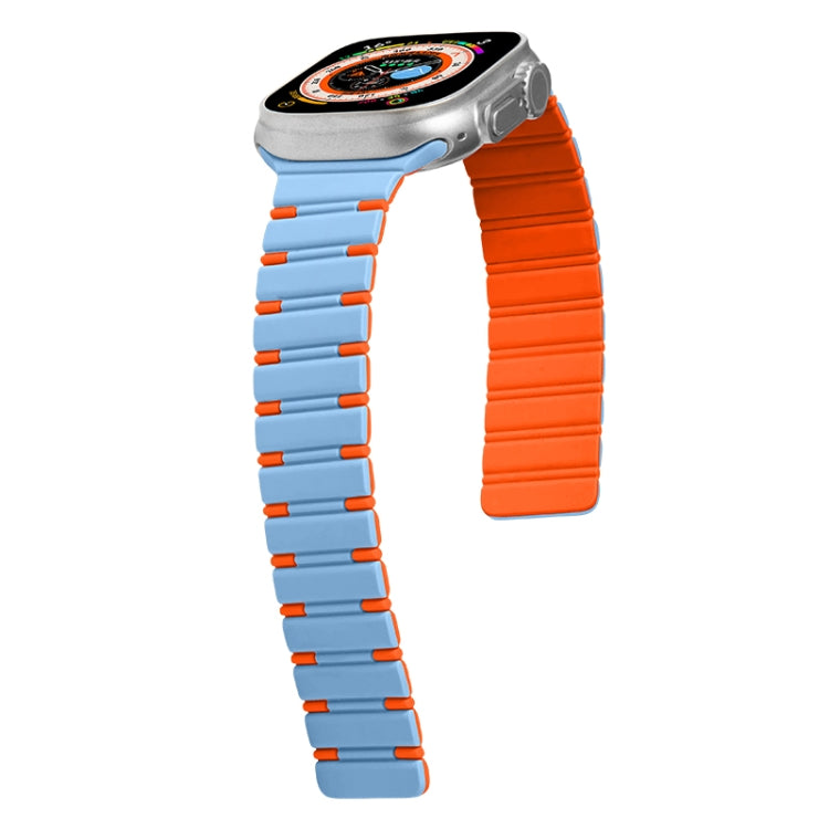 Two-color Magnetic Silicone Watch Band, For Apple Watch Ultra 2 49mm, For Apple Watch Series 9 45mm