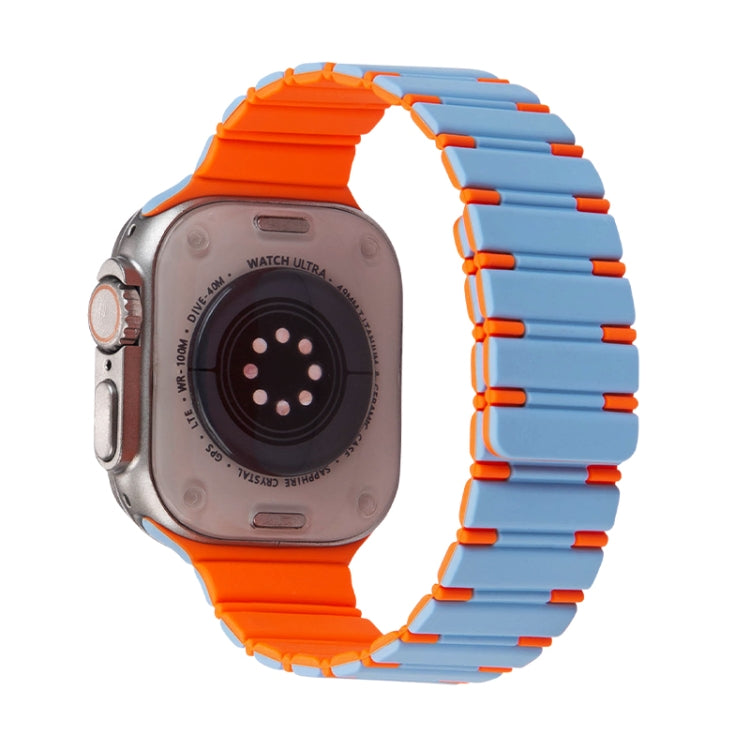Two-color Magnetic Silicone Watch Band, For Apple Watch Ultra 2 49mm, For Apple Watch Series 9 45mm