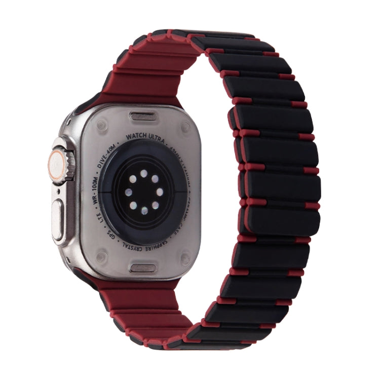 Two-color Magnetic Silicone Watch Band, For Apple Watch Ultra 2 49mm, For Apple Watch Series 9 45mm