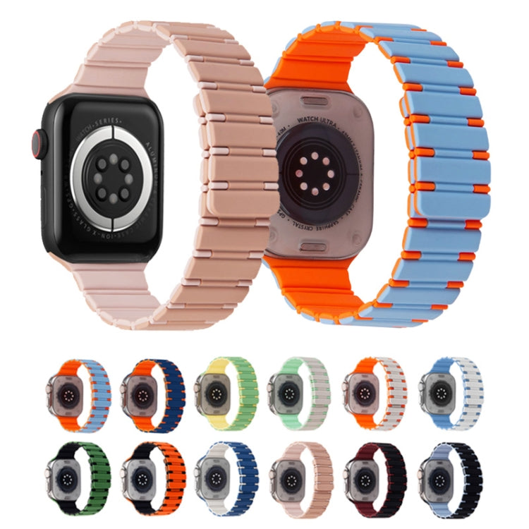 Two-color Magnetic Silicone Watch Band, For Apple Watch Ultra 2 49mm, For Apple Watch Series 9 45mm