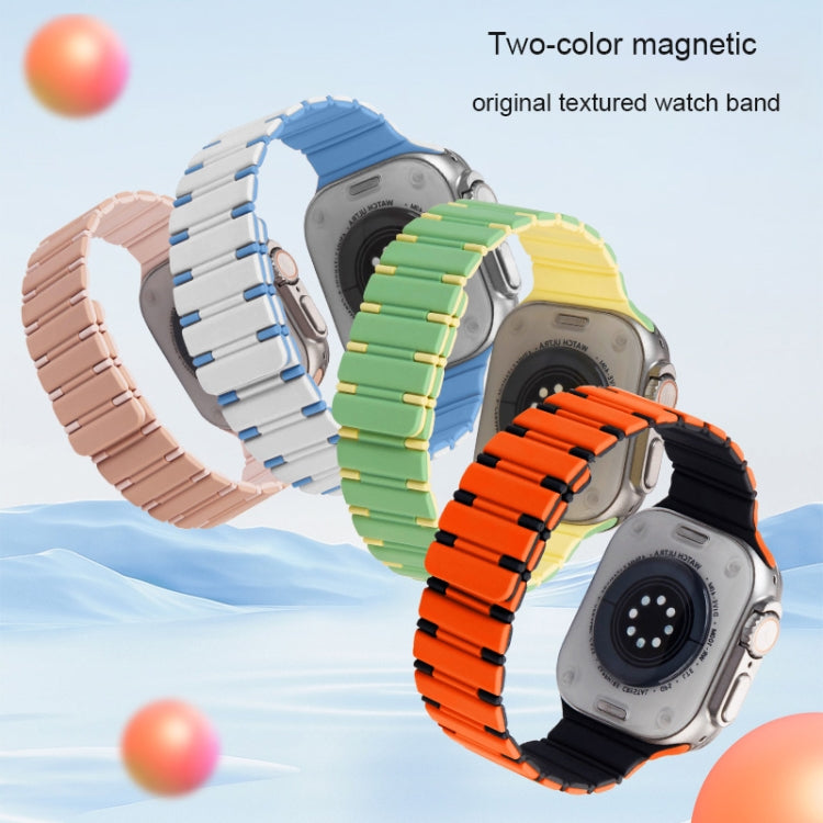 Two-color Magnetic Silicone Watch Band, For Apple Watch Ultra 2 49mm, For Apple Watch Series 9 45mm