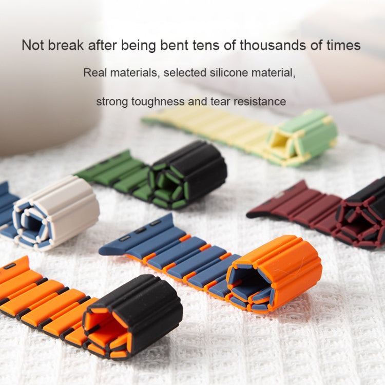 Two-color Magnetic Silicone Watch Band, For Apple Watch Ultra 2 49mm, For Apple Watch Series 9 45mm