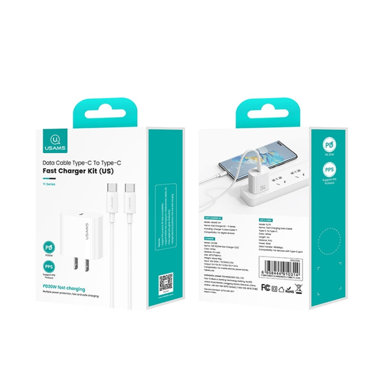 USAMS CC228 20W Fast Charging Charger Set, USB-C / Type-C to USB-C / Type-C, USB-C / Type-C to 8 Pin