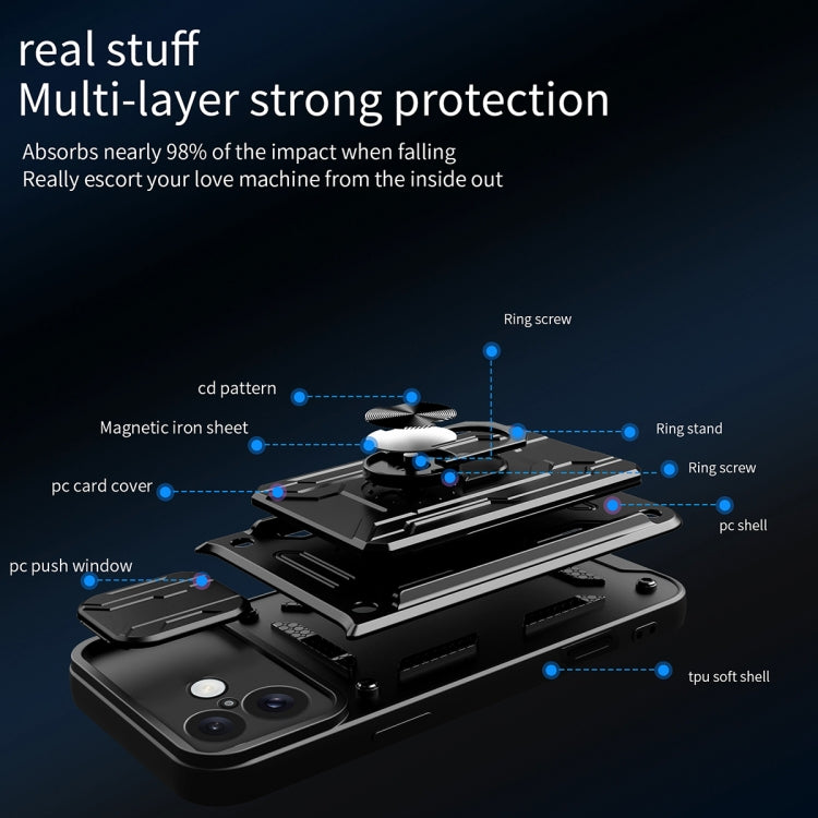 Sliding Camshield TPU+PC Phone Case with Card Slot