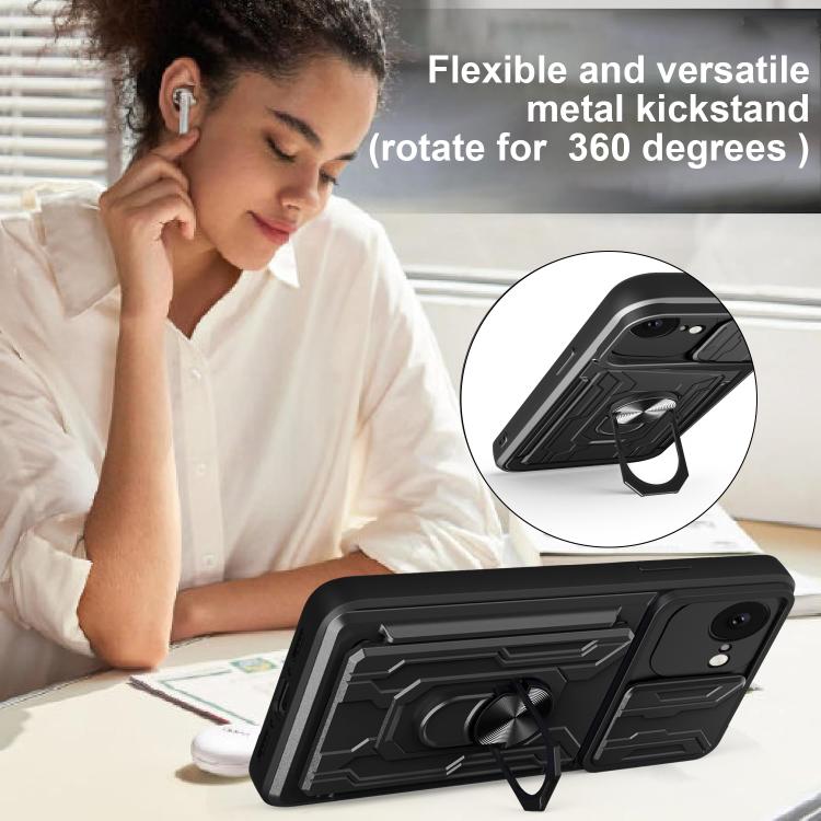 Sliding Camshield TPU+PC Phone Case with Card Slot